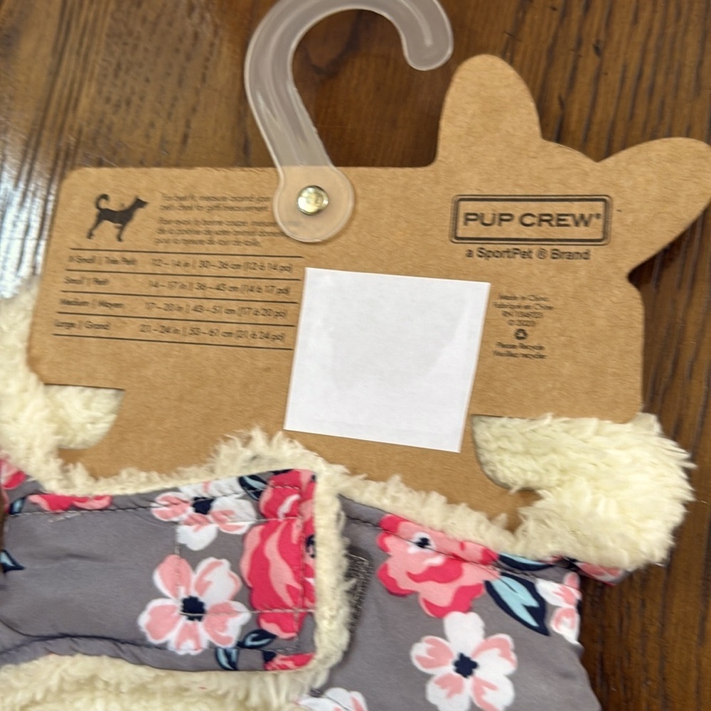 New Pink and grey Dog Jacket with floral Design. Size XS. - Picture 7 of 11